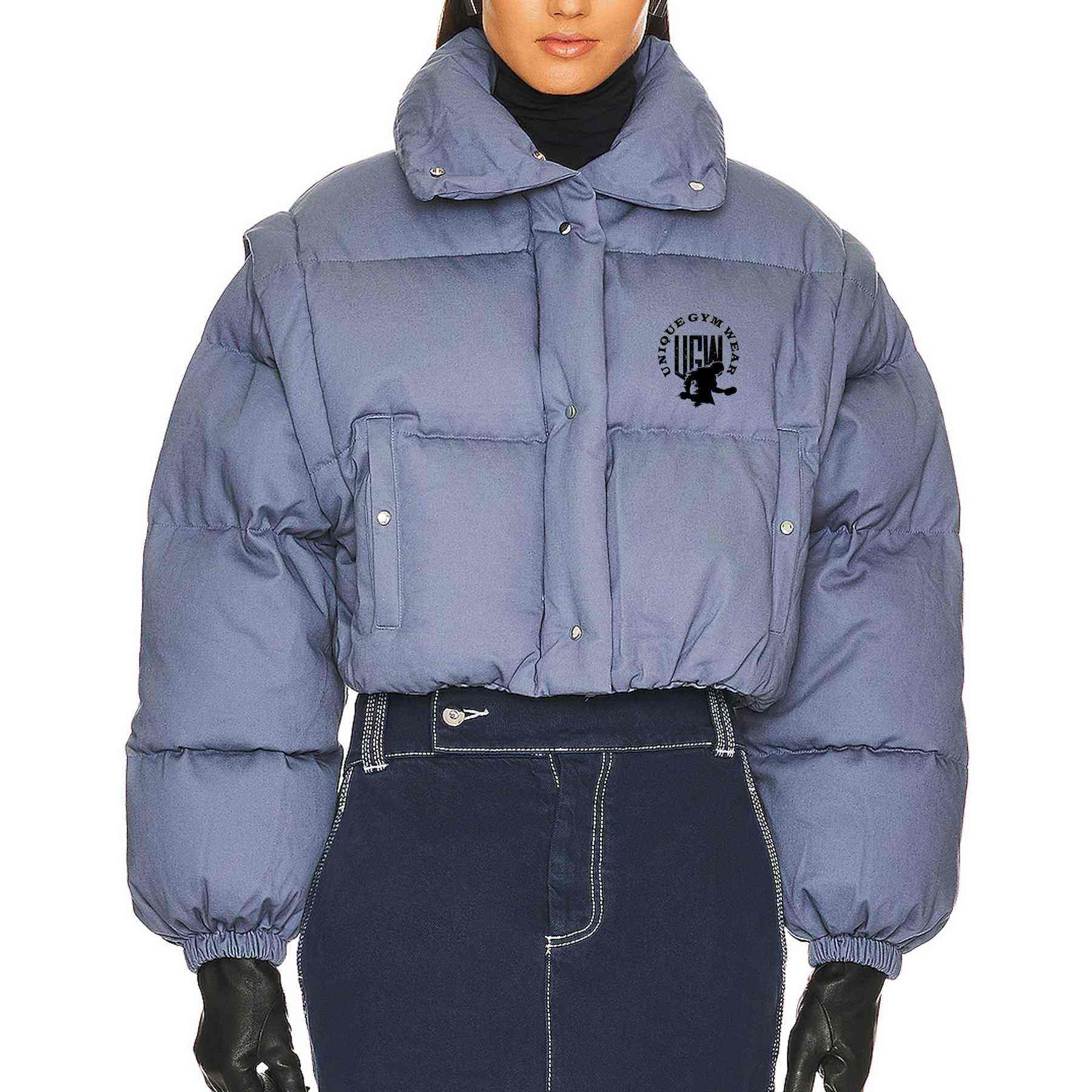 The sky blue down jacket