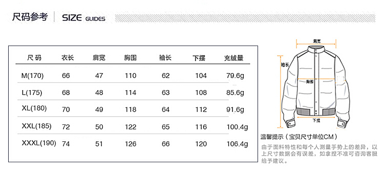 Title: Mens羽绒服尺码 Guide