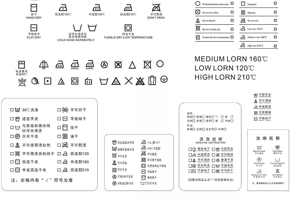 羽绒服的洗涤说明图标