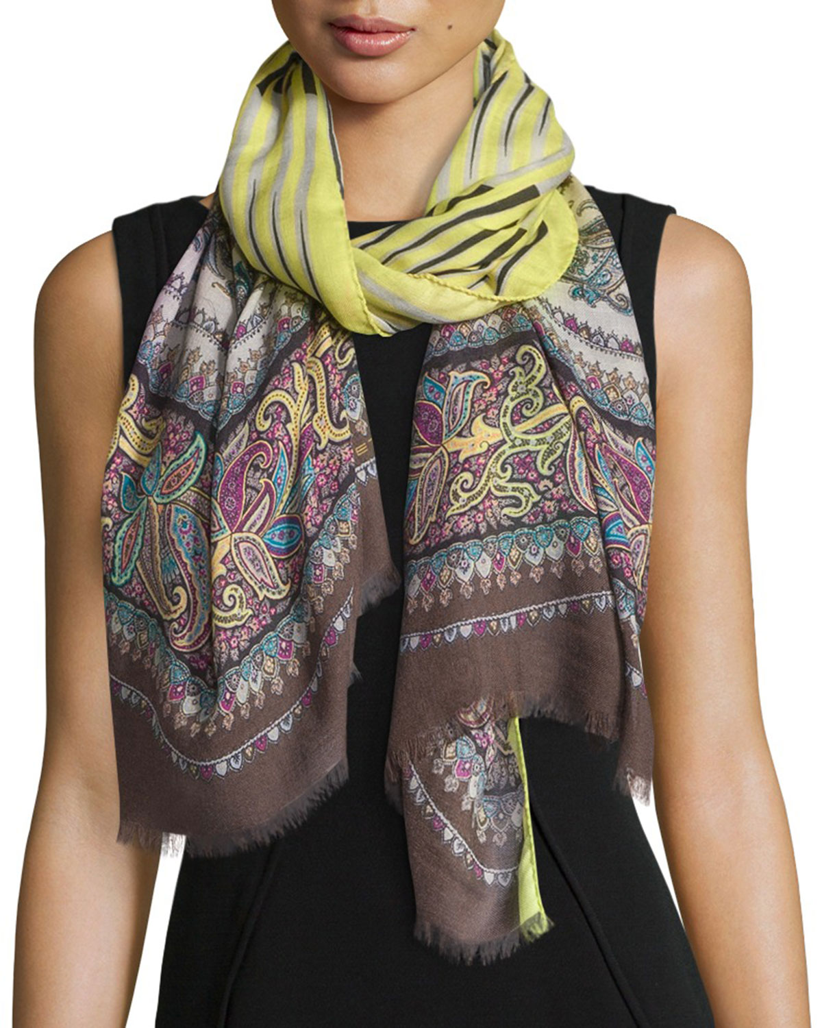 Title: A Ladys Eye-Catching Crocheted Scarf with Carved Patterns