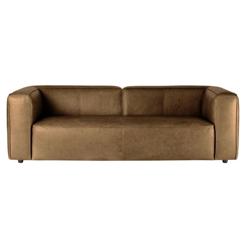 Title: The Enchanting Allure of Golden Silk Tan Brown Leather Sofa