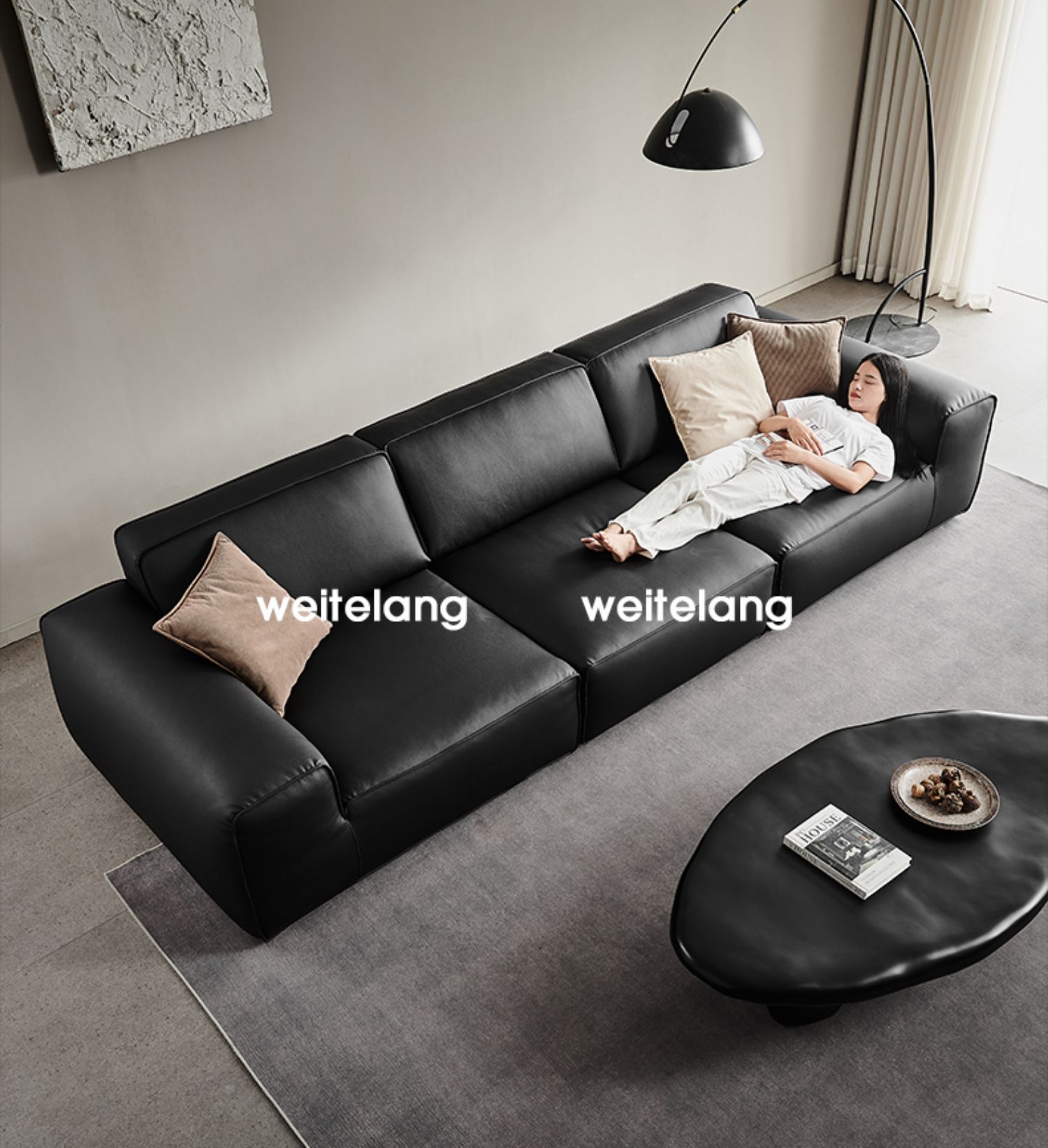 Title: Creating a Striking Interior with Black Leather Sofa in the Living Room