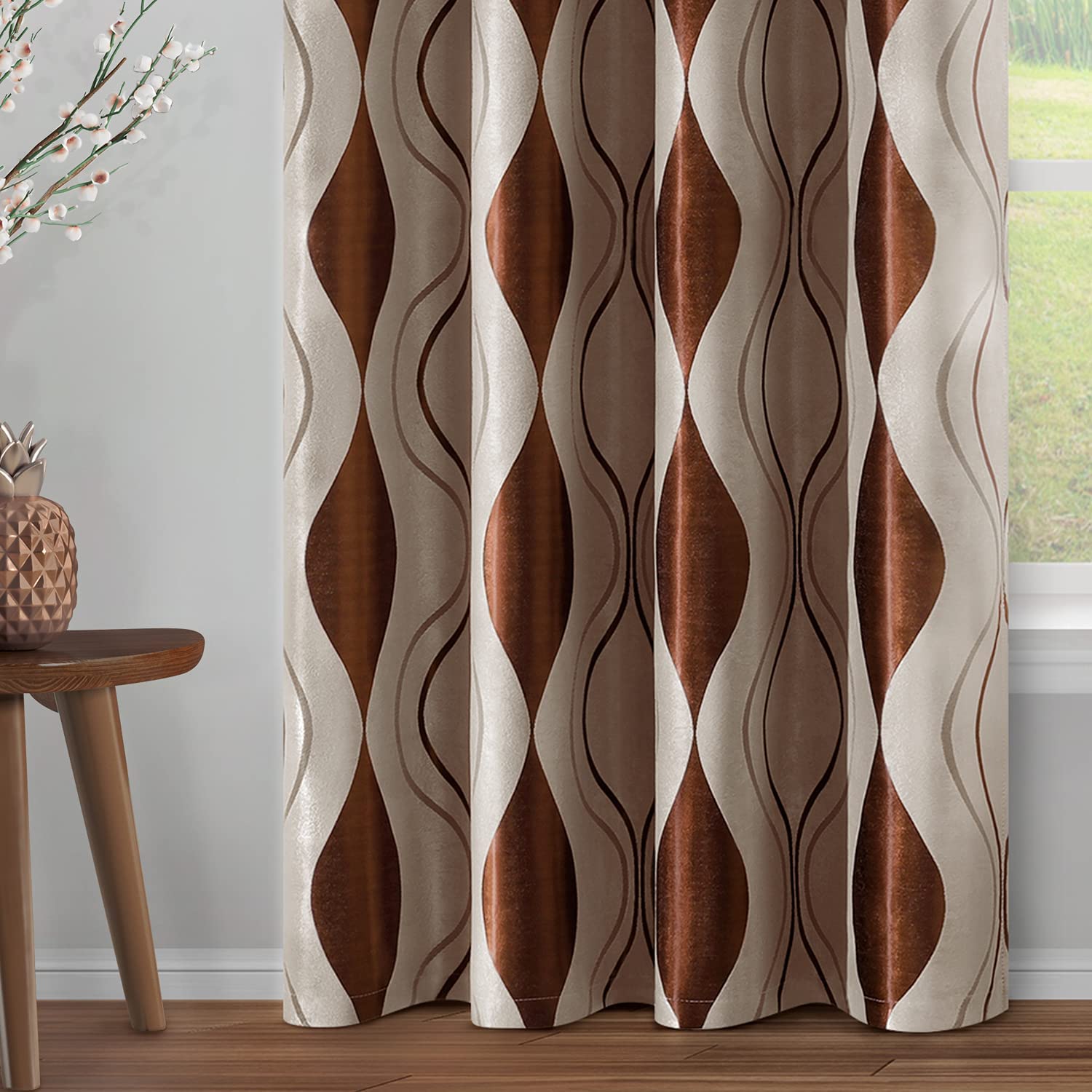 Title: Brown Furniture and Curtain Design Ideas