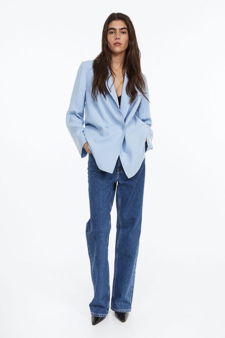 Haze Blue Cashmere Coat Outfit