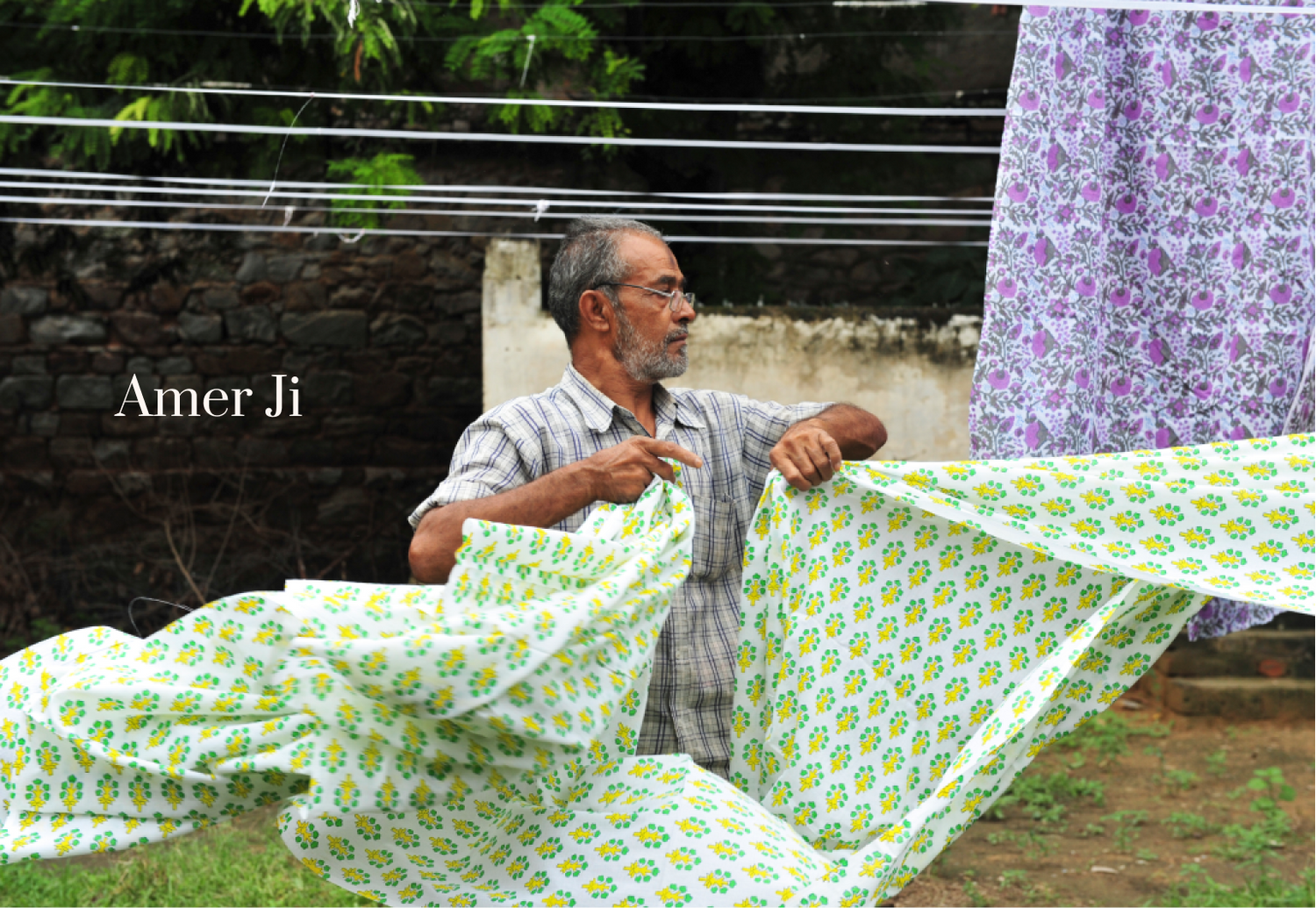 Title: Drying Silk Blankets in the Sun